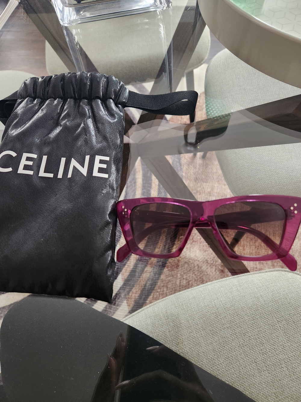Celine Oversized Purple Square Acetate Sunglasses